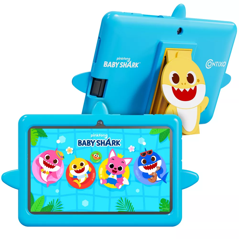 Baby Shark Kids Tablets Bundle, 7" Android 16 Tablet, WiFi 6 Dual-Band, 32GB, Pinkfong Apps, Headphones & Carrying Case - Blue