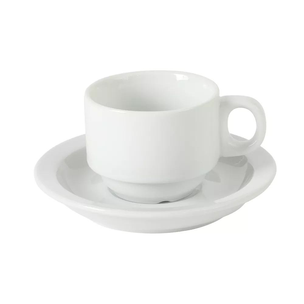 Conjunto de 4 Chávenas de Café Expresso Gracious Dining 9 Peças 3 Onças, Pequenas Chávenas Empilháveis com 4 Pires, Suporte Metálico