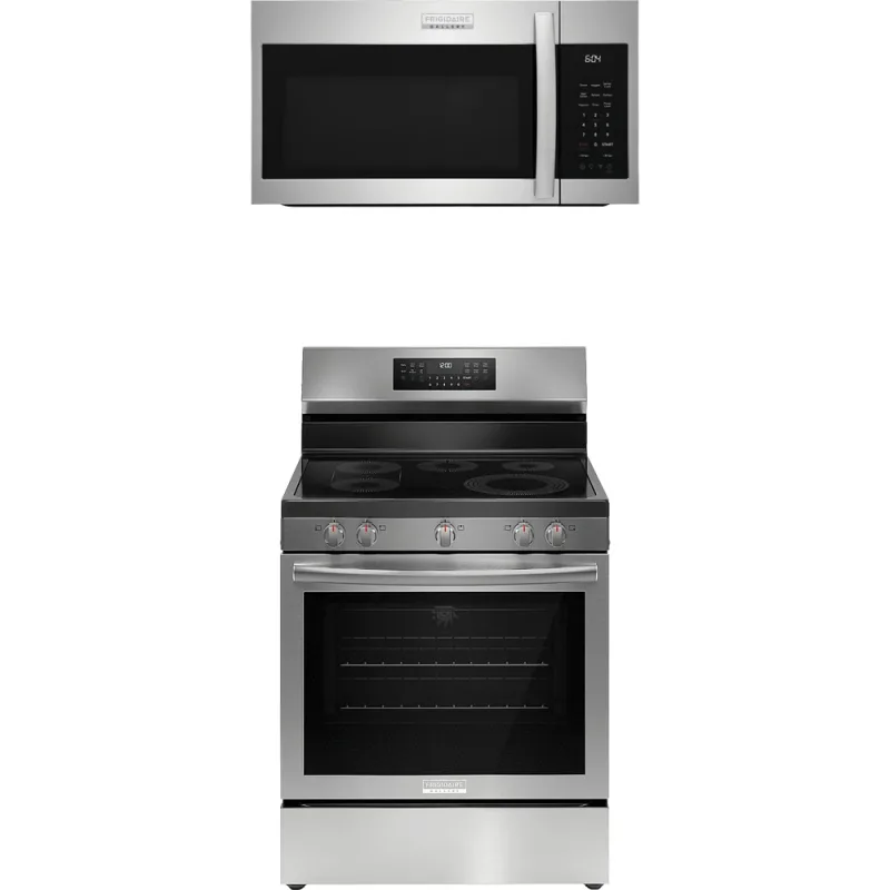 5.3 CuFt Freestanding Electric Range with 1.9 CuFt 1000 Wattage Over-The-Range Microwave in Stainless Steel