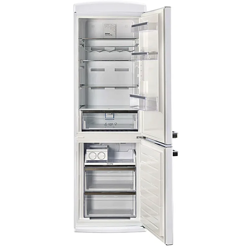 12 CuFt Classic Retro Bottom Freezer Refrigerator in Marshmallow White
