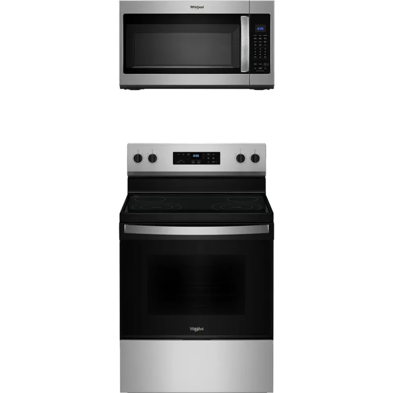 Kuchenka elektryczna 5,3 cu ft z mikrofalą nadkuchenną 1,9 cu ft 1000 W w stali nierdzewnej