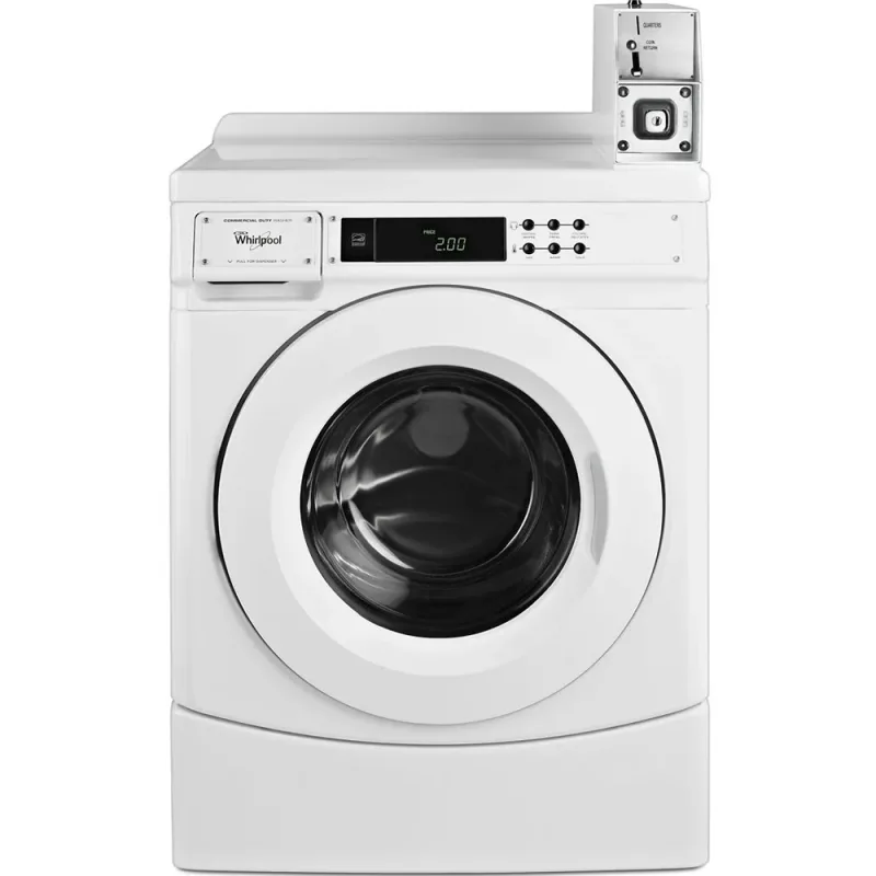 3.1 CuFt Commercial Front Load Electric Washer with Factory-Installed Coin Drop in White