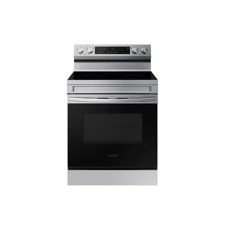 Kuchenka elektryczna wolnostojąca Smart 6,3 cu-ft z 5 palnikami i funkcją Rapid Boil™ oraz mikrofalówka nadkuchenna 1,6 cu-ft 1000 W w stali nierdzewnej