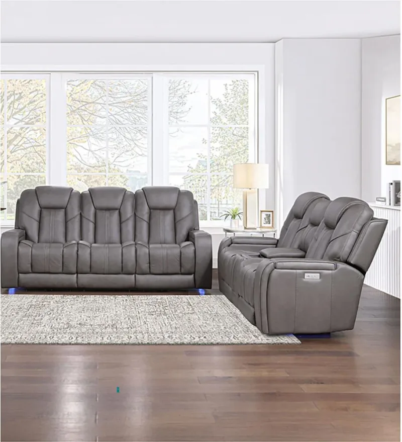 Daniel Triple Power Home Theater Immersive Entertainment Leather Reclining Loveseat & Sofa