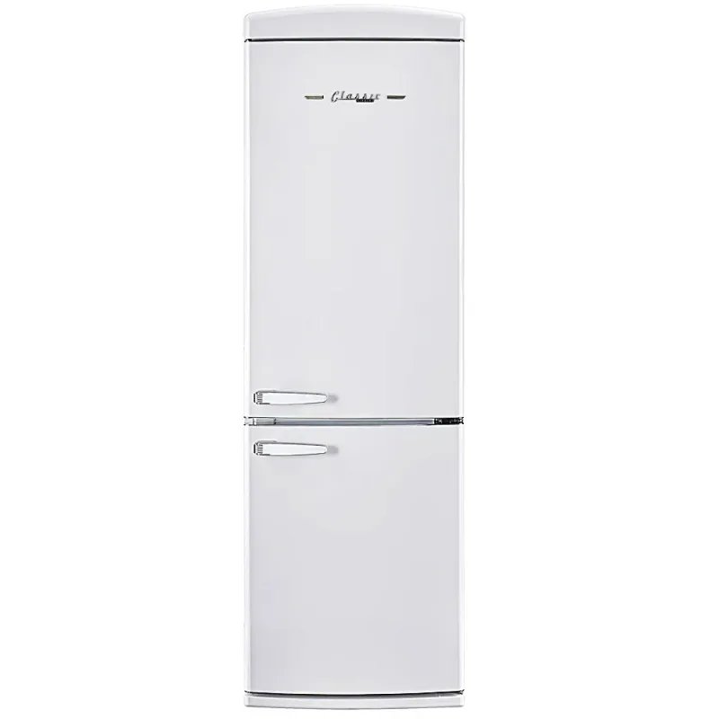 12 CuFt Classic Retro Bottom Freezer Refrigerator in Marshmallow White