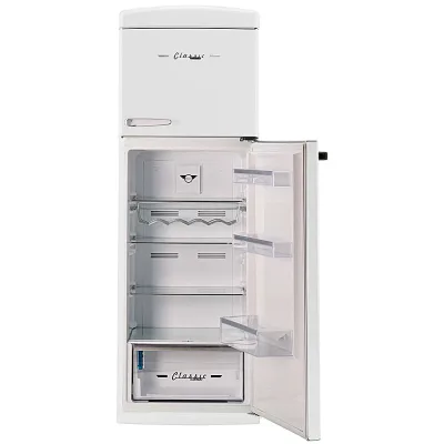 11 CuFt Classic Retro Top Freezer Refrigerator in Marshmallow White