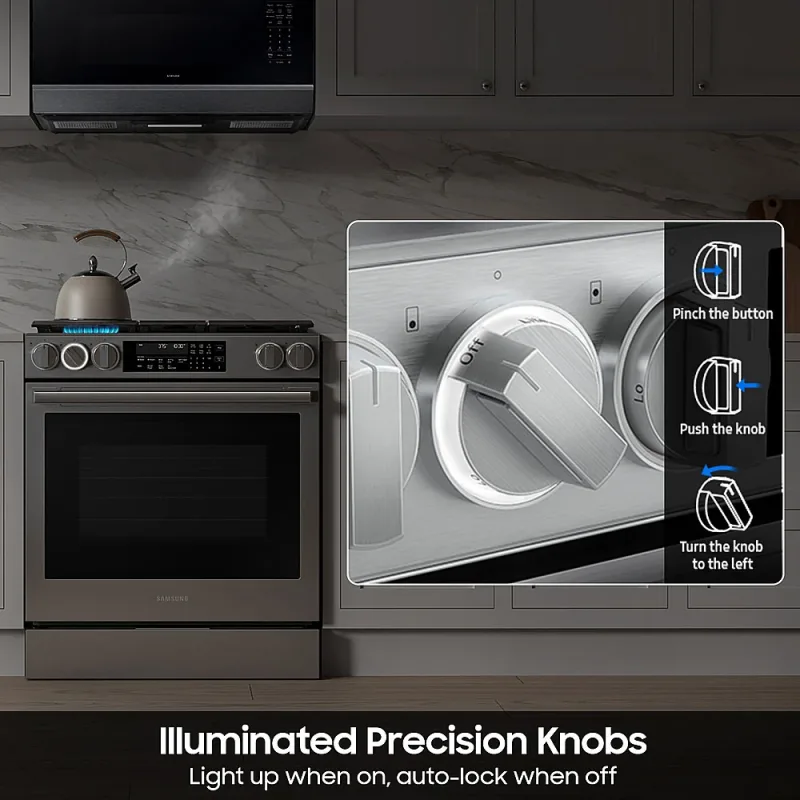 Bespoke 6 CuFt Smart Slide-In Gas Range in White Glass