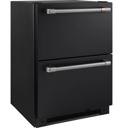 Frigorífico compacto de doble cajón de 5,7 pies cúbicos en negro mate con controles electrónicos