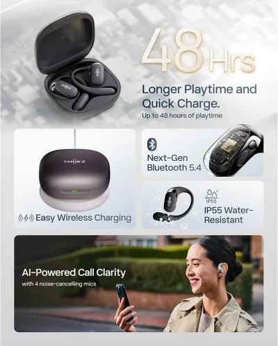 OpenFit 2+ True Wireless sorte earbuds