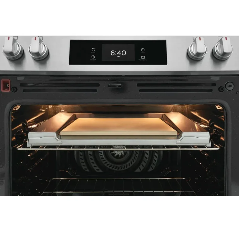 Cocina eléctrica de 6,2 pies cúbicos con control frontal en acero inoxidable
