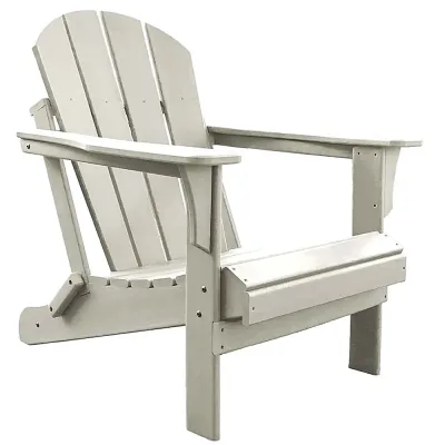 Outdoor Polyresin Folding Adirondack Chair — White