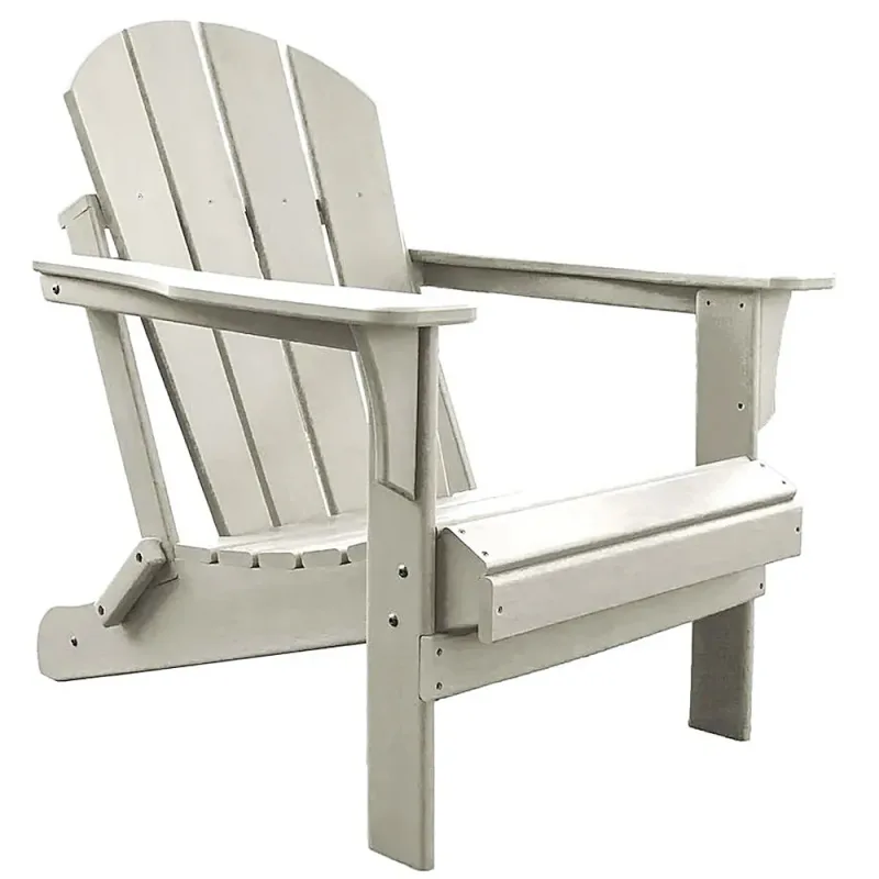 Outdoor Polyresin Folding Adirondack Chair — White
