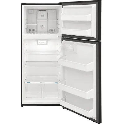 Frigorífico combinado de 18 pés cúbicos com congelador superior em preto