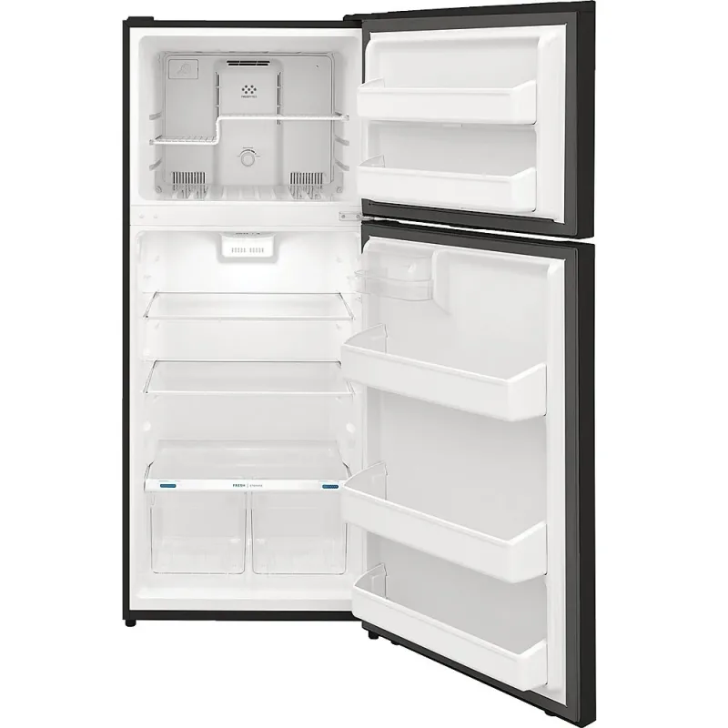 Frigorífico combinado de 18 pés cúbicos com congelador superior em preto