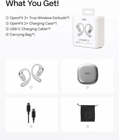 OpenFit 2+ True Wireless graue Ohrhörer