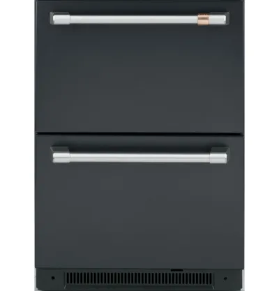 Frigorífico compacto de doble cajón de 5,7 pies cúbicos en negro mate con controles electrónicos