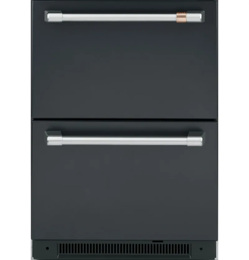 Frigorífico compacto de doble cajón de 5,7 pies cúbicos en negro mate con controles electrónicos