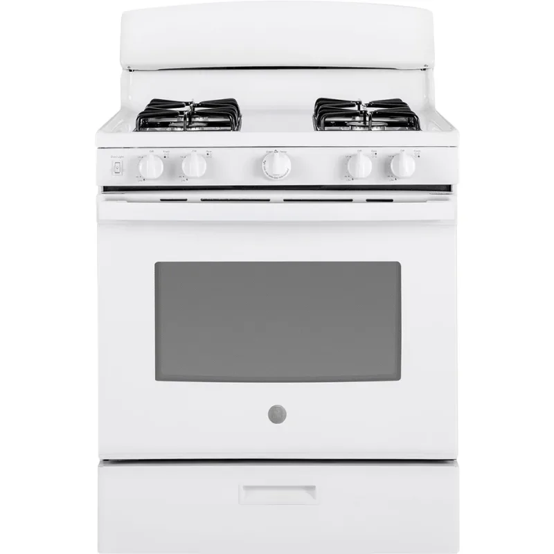 4.8 CuFt Freestanding Gas Range with 1.9 CuFt 1000 Watt Over the Range Microwave in White