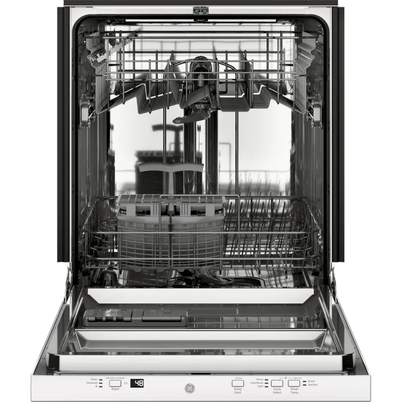 Lavavajillas integrado de 24 pulgadas con control superior, cuba de acero inoxidable, ciclo Autosense y 51 dBA - Blanco