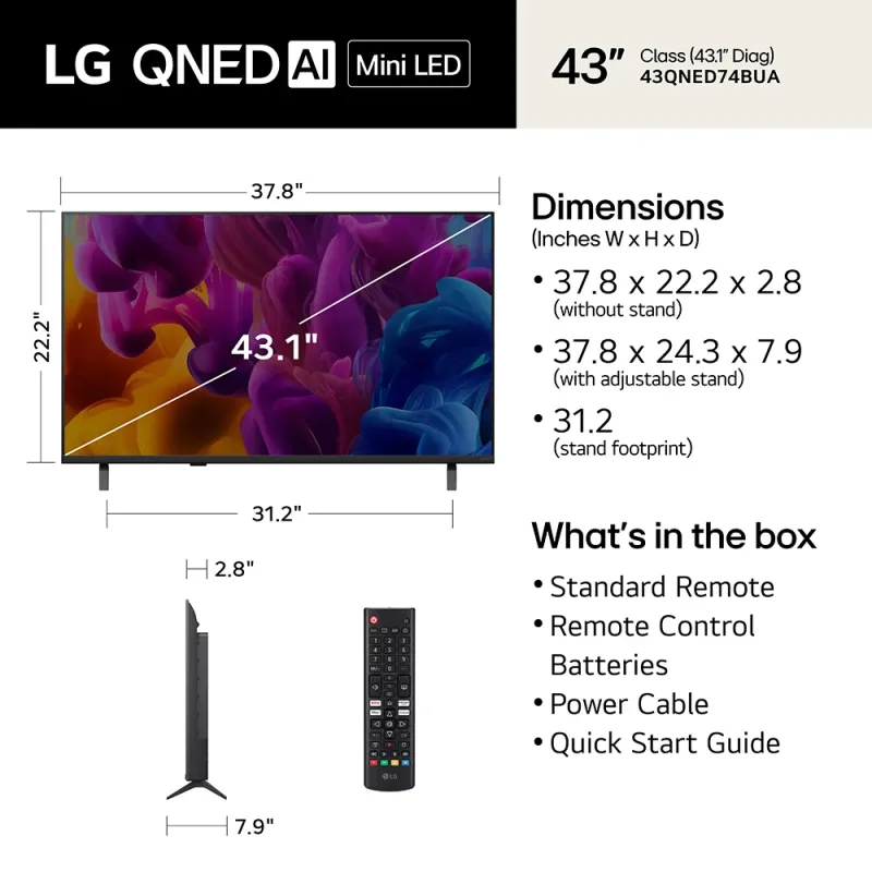 43" QNED AI QNED74B Mini LED 4K Smart TV