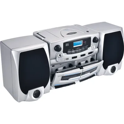 Sistema de audio Bluetooth con reproductor MP3/CD de carga superior y pletina de doble casete