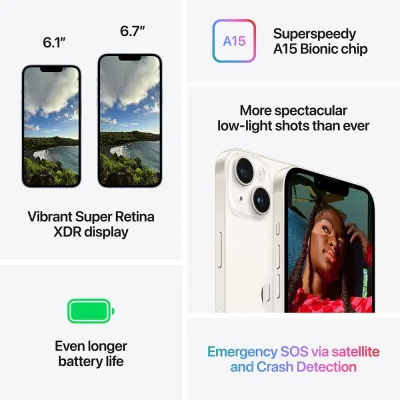 6.1" iPhone 14 128GB 심프리 미드나이트 스마트폰 - 중고