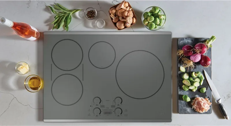 30" smart induksjonstopp med 4 soner i rustfritt stål med synkroniserte soner