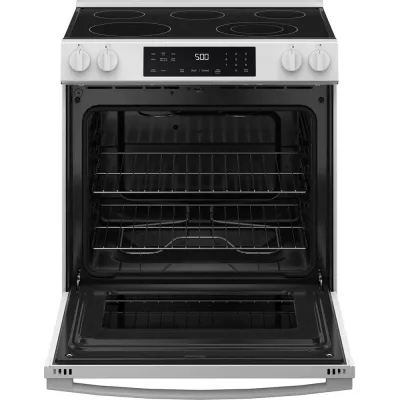Placa elétrica deslizante inteligente de 5 zonas com 5,3 CuFt em branco com modo Crisp