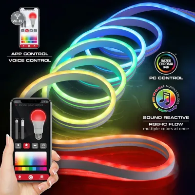 16,4 ft Neon Flow LED-Lichtstreifen für den Innen- und Außenbereich mit mehreren Zonen