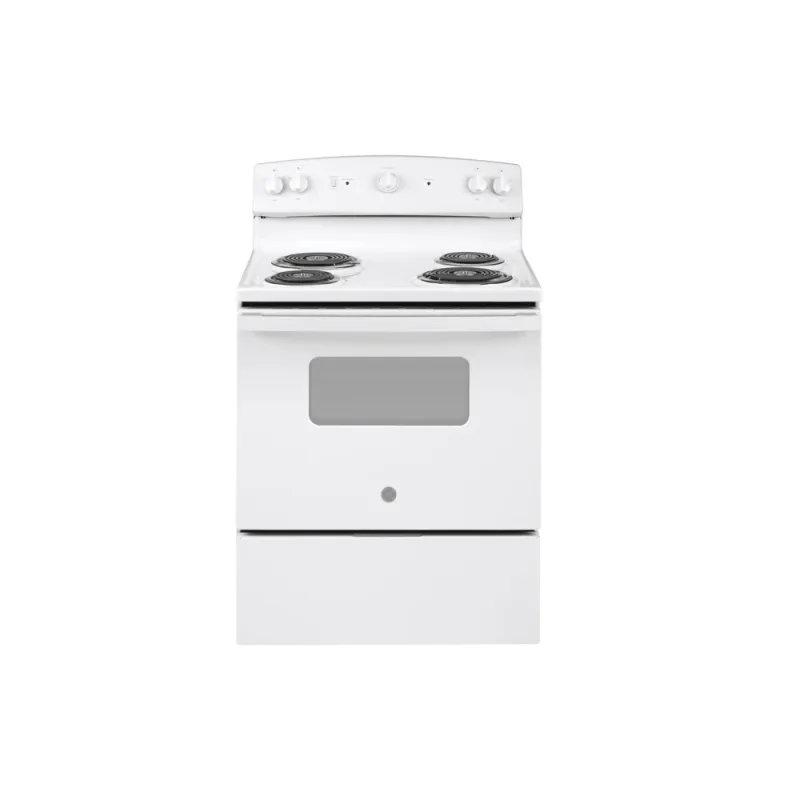 5.0 CuFt Freestanding Electric Coil Range with 1.6 CuFt 1000 Watt Over-The-Range Microwave in White