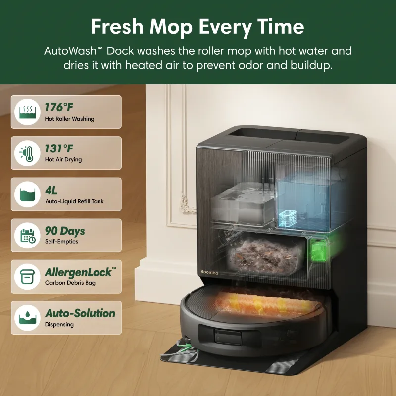 iRobot Roomba Max 875 robotstøvsuger og moppe-kombination + Auto Wash Dock