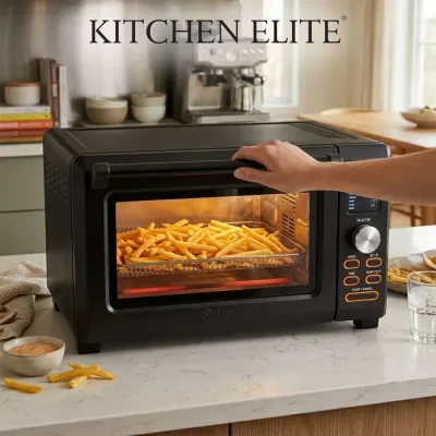 Fritadeira a Ar Digital e Forno 26 Qt em Aço Inoxidável, 10 Programas Inteligentes, Cinzento