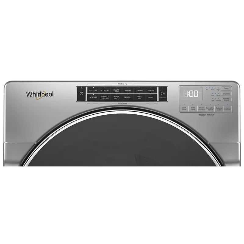 Sèche-linge à gaz frontal superposable ventilé de 7,4 pi³ Chrome Shadow avec programmes vapeur
