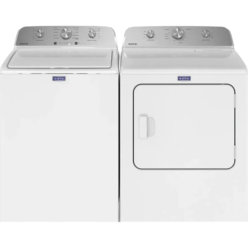 4,2 cu ft sähköinen päältä täytettävä pesukone ja 7,0 cu ft kaasukuivausrumpu, valkoinen