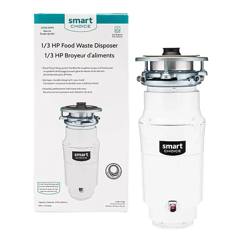 Triturador de resíduos alimentares de ligação direta de 1/3 HP para lava-loiças, Branco