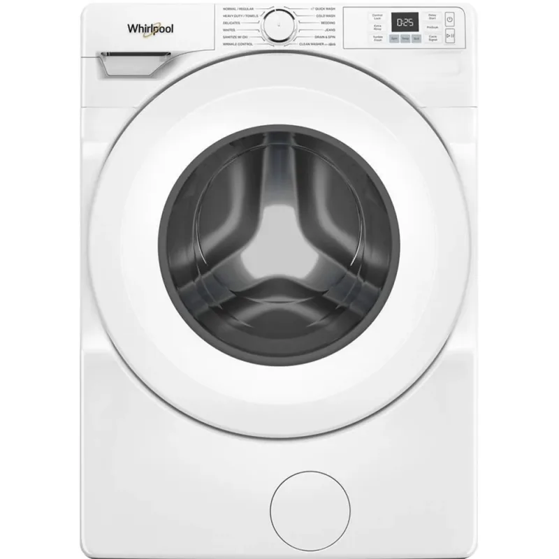 4,5 CuFt:n edestä täytettävä pesukone ja 7,4 CuFt:n älykäs kaasukuivausrumpu, valkoinen