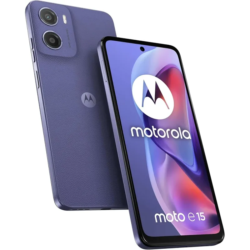 6.67" moto E15 64GB Storage 6GB RAM Unlocked Lavender International Smartphone