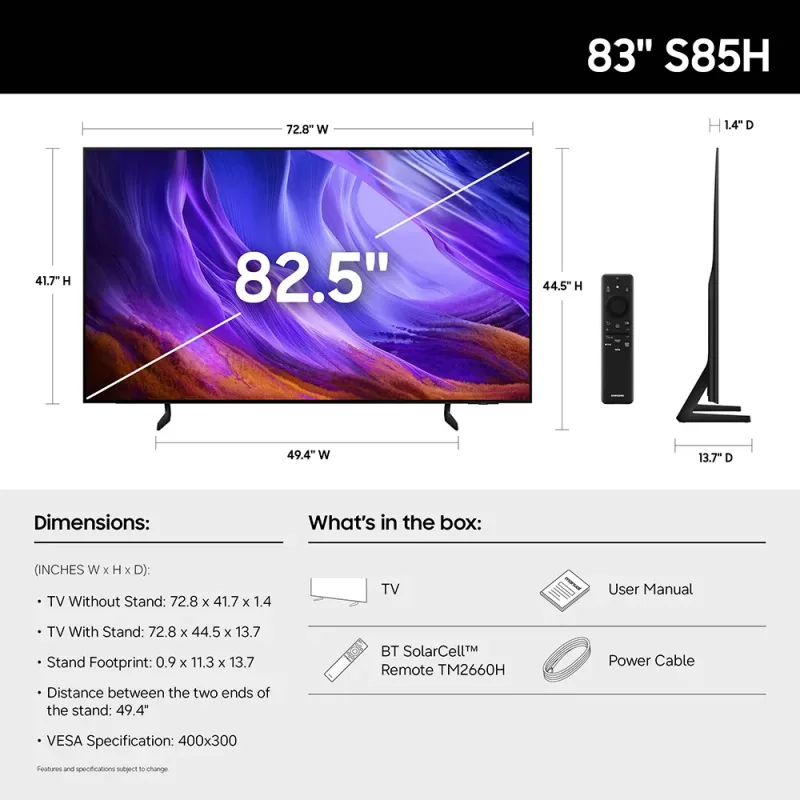 83" S85H OLED 4K UHD SmartVision AI Tizen TV