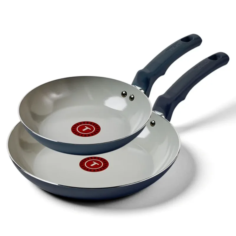 T-FAL ESSENTIALS CERAMIC MIDNIGHT BLUE 2PC 8/10IN FRY PAN