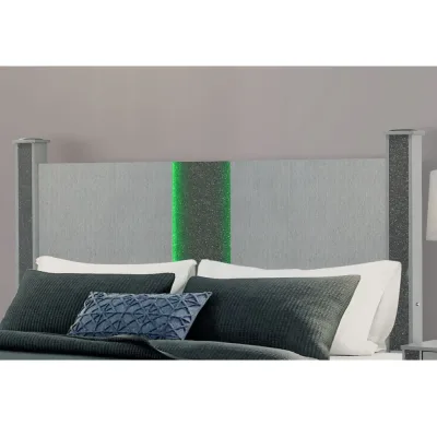 Logan Silver Full Bed with LED & Speakers