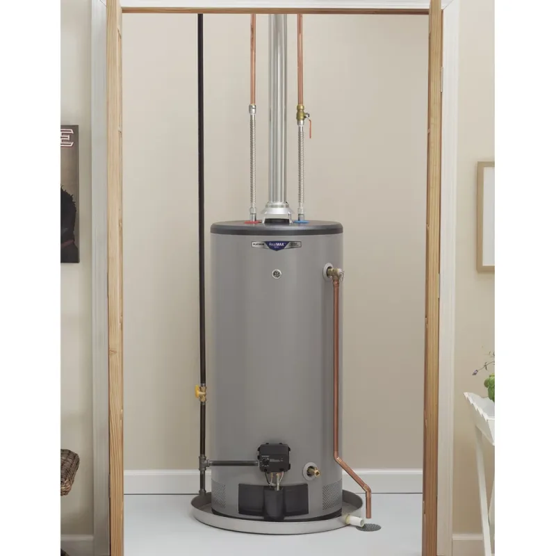 Termoacumulador a gás natural atmosférico curto de 40 galões GE Realm Ax Choice - Cinzento