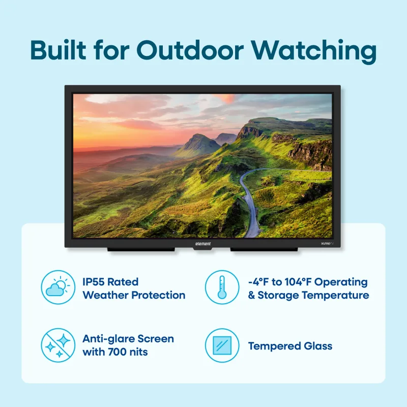 Telewizor zewnętrzny Xumo 55″ 4K UHD do częściowo nasłonecznionych miejsc