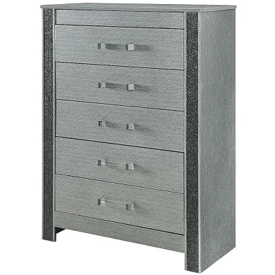 Logan 5 Drawer Silver Chest