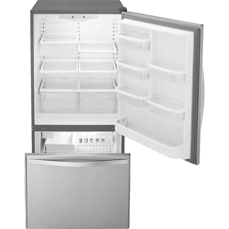 18.7 CuFt Wide Bottom Freezer Refrigerator in Stainless Steel