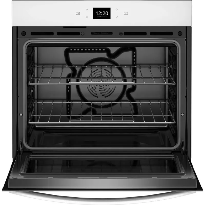 Horno de pared individual con autolimpieza de 4,3 pies cúbicos en blanco