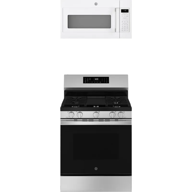 5.3 CuFt Freestanding Gas Range with 1.9 CuFt 1000 Watt Over-The-Range Microwave