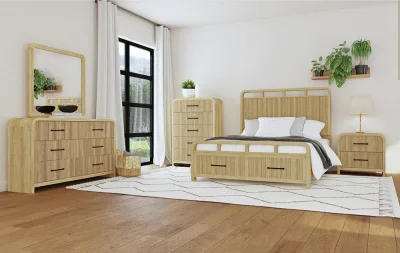 Szafka nocna Ridgemont z 2 szufladami i USB – naturalna