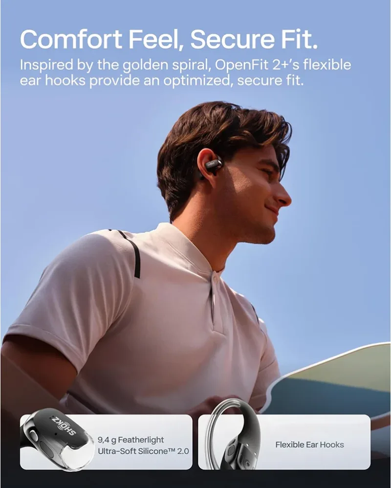 OpenFit 2+ True Wireless sorte earbuds
