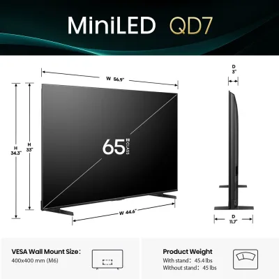 65" Class QD7 시리즈 Mini LED ULED 4K Fire TV