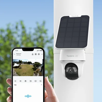 Câmara de segurança solar sem fios 4K com pan-tilt e rastreamento automático Argus B440 - Branco